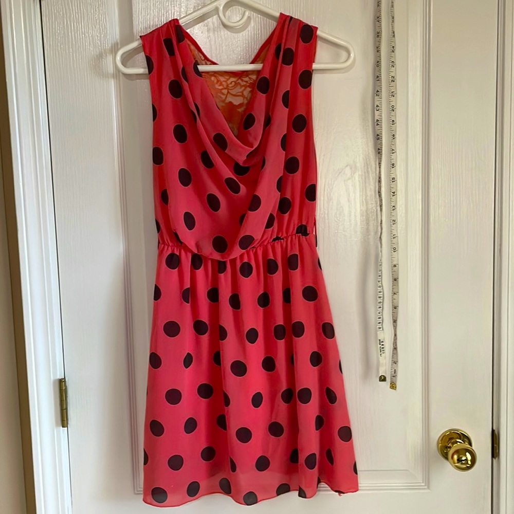 Pink cowl neck skater dress